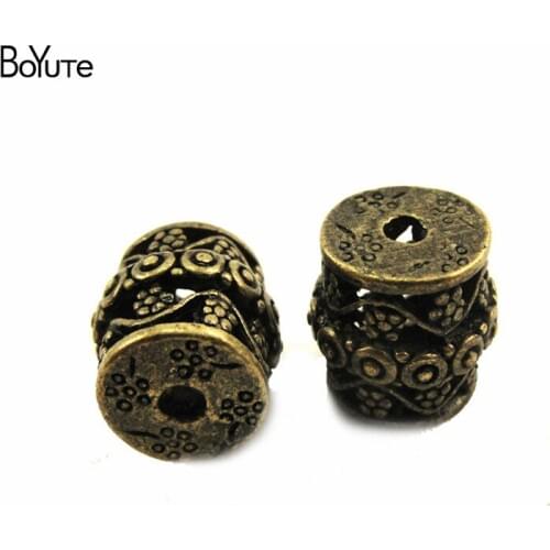 BoYuTe (20 Pieces/Lot) Metal Alloy 13*13MM 3MM Hole Filigree Tube Beads Diy Hand Made Jewelry Accessories