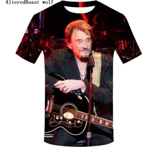 Johnny Hallyday Rock Star 3d T-shirt Men Hip Hop Tshirt Mens Rock Fashion European Style Funny tee custom shirt homme