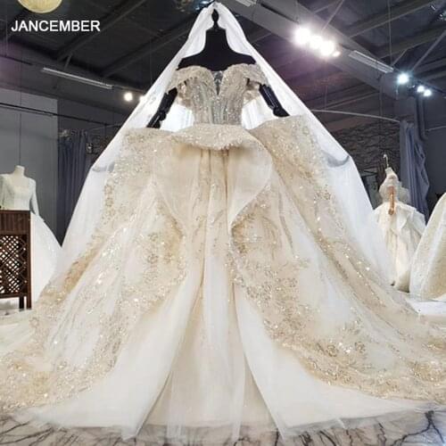 HTL1729 Attractive Sweetheart Pearls Sequined Wedding Dress 2020 Crystal Beading Ball-Gowns Off The Shoulder