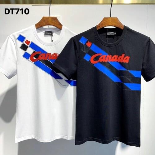 Dsquared2 Classic Men/Women Street Hip-Hop Round Neck Short-Sleeved T-Shirt Cotton Locomotive Letter Printing Casual Tee DT710