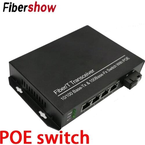 POE Switch 1 SC 4 RJ45 fiber connector to 4 10/100M ethernet ports 5 port media converter