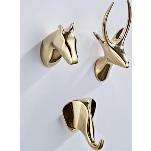Robe Hooks Bathroom Accessories Brush Gold Wall Mounted Clothes Rack Coat Hanger Rustproof Towel Hook Animal design