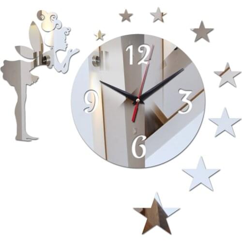 Top sale wall stickers home decor living room Europe furniture clocks acrylic mirror sticker person and star