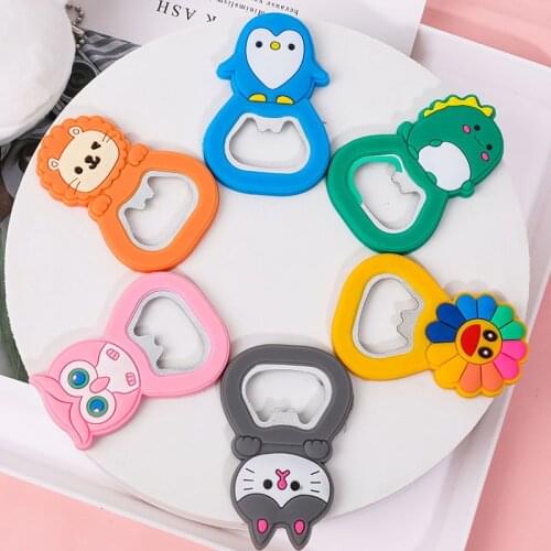 Multi-Functional Beer Bottle Opener Silicone Opener Lovely Animal Beer Opener Cartoon Refrigerator Paste