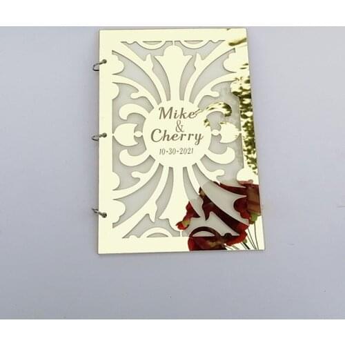 Multi-size Wedding Custom Signature Guest Book Oval White Blank Inner Page Personalized Mirror Books Guest Gifts Party Decor