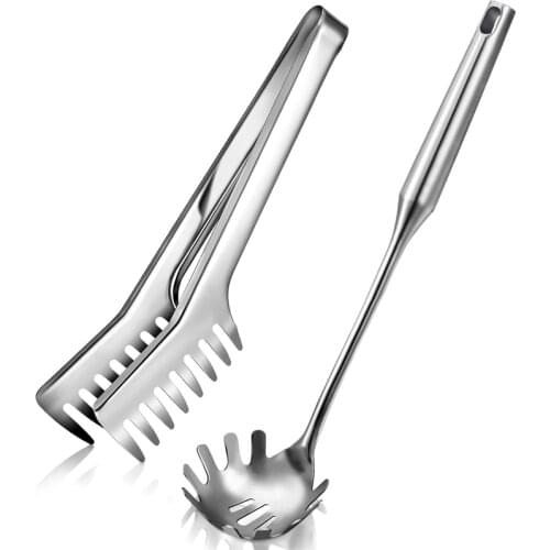 2 Pieces Stainless Steel Spaghetti Server Set, Stainless Steel Spaghetti Pasta Tong, Pasta Spoon Server Fork