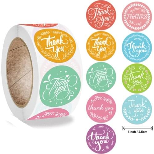 50-500PCS Thank You Stickers Labels Seals Thank You For Supporting My Small Business Sticker Round Kraft Pink Labels For Shop