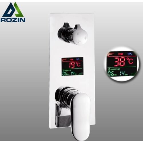 Wall Mounted Brass Shower Control Mixer Valve Digital Temperature Display 2-3 Ways Pre-box Intelligent Bath Shower Mixers