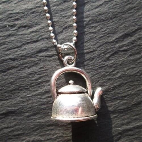 Antique Silver Color Teapot Charm Necklace, Minimalist Tea Time Jewelry