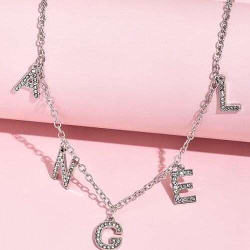 Necklace Jewelry Letter Necklace Women Gothic Statement Fashion Rhinestone Necklace Gifts Punk Personality