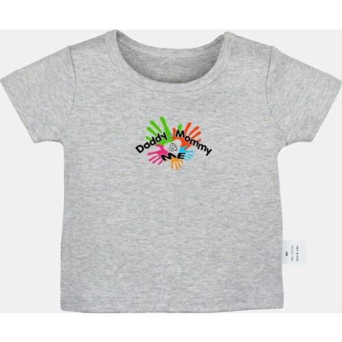 Daddy or Mommy and Me Printing Design Newborn Baby T-shirts Toddler Graphic Solid Color Short Sleeve Tee Tops