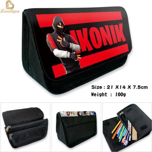 Fortnite Pencil Case Cartoon Large-capacity Student Print Canvas Zipper Pencil Case Multifunctional School Bag Stationery Box