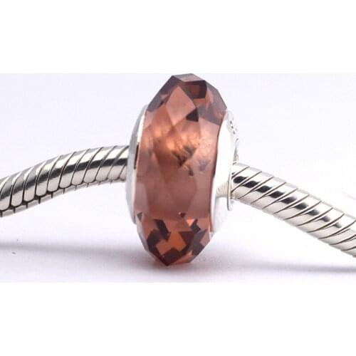 Fits Pandora Bracelet Charms 925 Sterling Silver Fascinating Blush Glass Beads Women DIY Jewelry Making Kralen