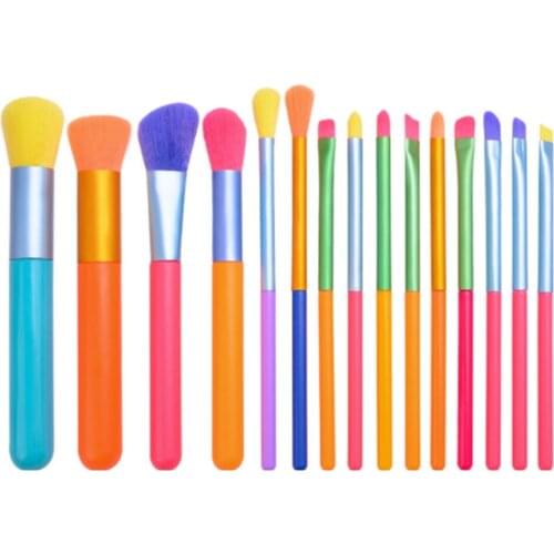 Professional 15pcs Makeup Brushes Powder Foundation Eyeshadow Make Up Brush Set Synthetic Hair Colourful Makeup Brushes