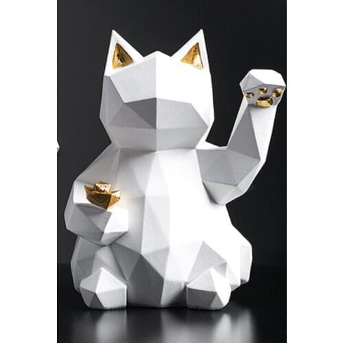Factory direct sale of Nordic animal lucky cat geometric cat decorations restaurant opening TV cabinet office decoration Craft