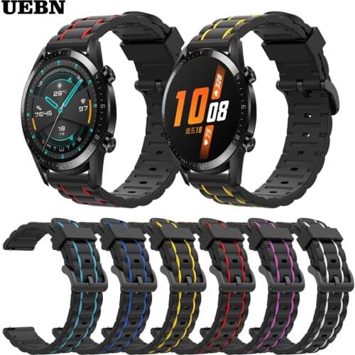 UEBN Sport Silicone Strap For HUAWEI Watch GT 2 42mm 46mm Wrist Bracelet for HONOR Magic Watch 2 42 46mm Replacement Watchbands