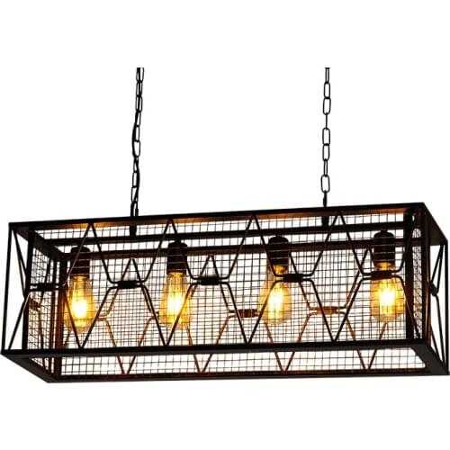 Retro iron industry chandelier bar cafe creative personality art restaurant bar chandeliers led lighting fixture led black lamp