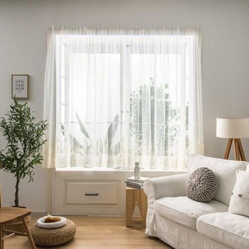 Embroidered Luxurious Tulle Window Curtains for Living Room Kitchen Bedroom Room Divider Sheer Voile Short Curtain