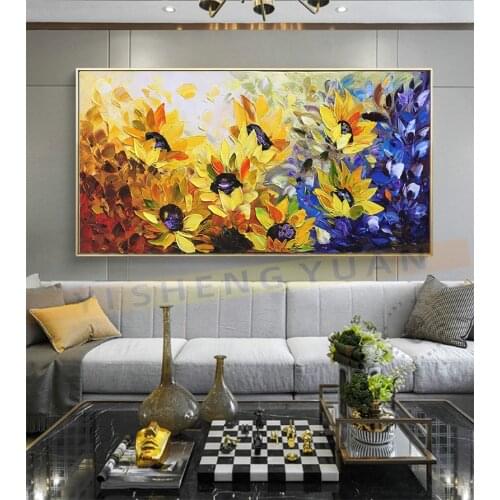 Hand painted canvas oil paintings Beautiful flowers Abstract Oil Painting Modern Wall Art Living Room Picture Home Decoration