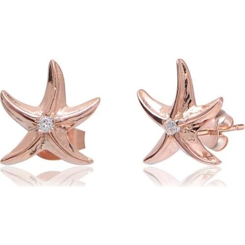 Cubic zirconia Sea Star Imported Silver Earrings