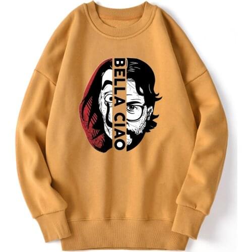 La casa de papel Print Drop shoulders Sweatshirt Mens Hip Hop Harajuku Tops Outwear Pullovers Fashion Retro Sudaderas Masculino