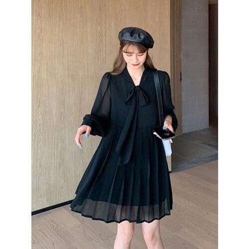 7951# Maternity Clothes Spring Autumn Solid Color V Neck Loose Stylish Dress Pregnant Women Pregnancy Clothes