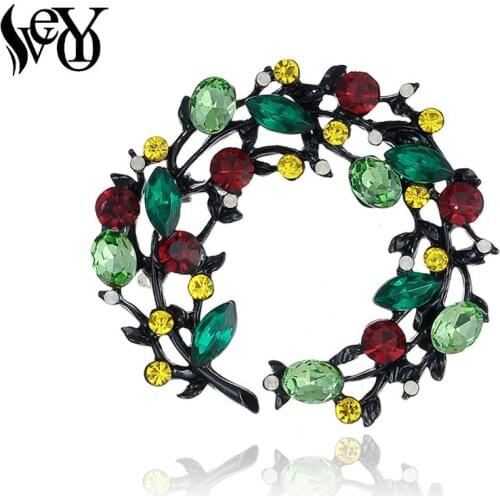 VEYO Olive branch Crystal Brooches Pins Vintage Coat Scarf Brooches Pins for Women Fasnion Jewelry Wholesale