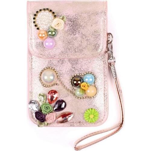 Snap Fastener PU Leather Bracelet Necklace Earrings Ring Pouch Bag Flower Crystal Pearl Bead Gift Luxury Jewelry Packaging Bag