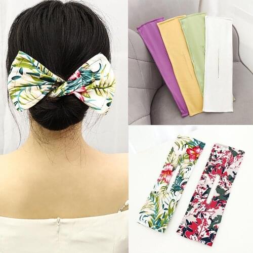 Haimeikang Bow Hair Bun Hairbands Print Fashion Hair Bands Women Knotted Wire Headband Braided Multi-use DIY Hair Accessories