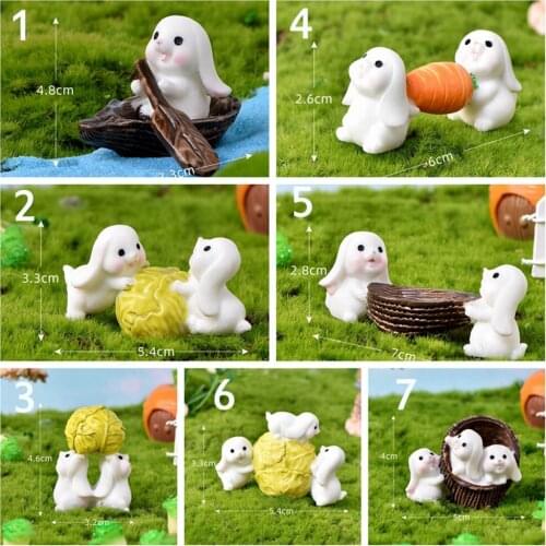 1PCS Cute Resin Rabbit Figurine Ornament Family Micro Landscape Decoration Mini Rabbit Crafts Miniatures Home Decor