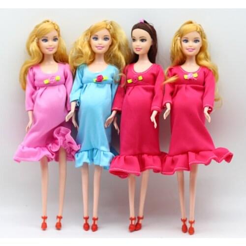 1 Piece Pregnant Women Dolls With A Baby Born PVC Doll With Maternity Dress Interactive Toys Gift For Children