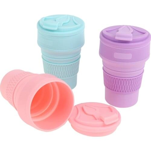 1Pc 350ML New Silicone Folding Coffee Cups Portable Outdoors Travel Drinking Mug Collapsible Water Tea Cup