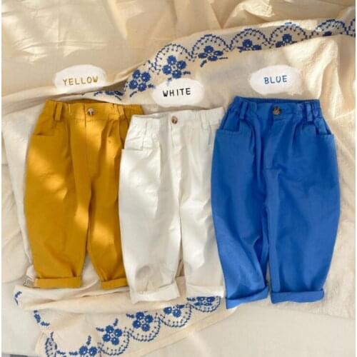 2021 New Stylse Girls Boys Long Pants Spring Cotton Fashion Kids Pants 1-7 t QI222