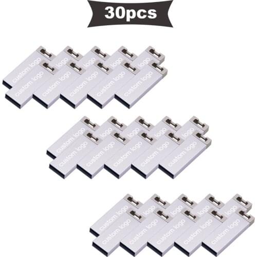 30pcs/lot Custom LOGO Mini Metal USB Flash Drive 16GB 32GB 64GB 128GB Pendrive 4GB 8GB high speed usb flash drive memory Sticks