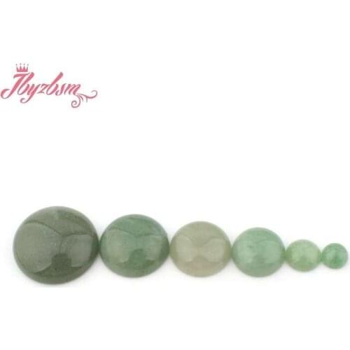 Coin Green Aventurine CAB Cabochon Flatback Dome Undrilled Natural Stone Beads For DIY Pandandt Earring Ring Jewelry Making 5pc