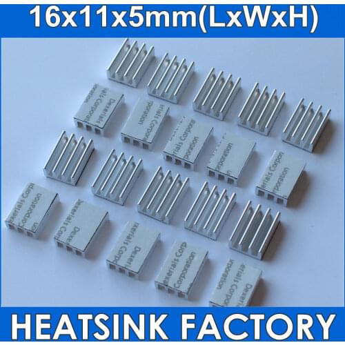 10pcs 16*11*5mm Aluminum Heatsink Radiator Cooling Cooler With Thermal Adhesive Double Sided Tape Pad