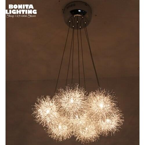 Aluminum Silver small Ball led hanging lamp little stars pendant lighting for restaurants Small Firework cord pendant light