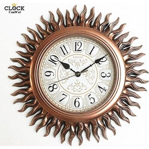 Large wall clock Retro American Living Room Clock Wall Watch Shabby Chic Solar Decorative Creative Art Clock on The Wall
