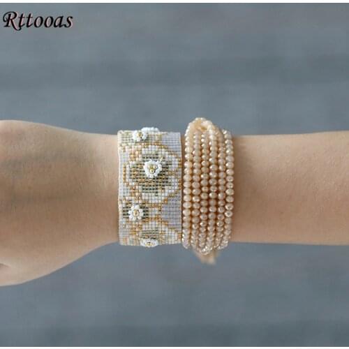 Rttooas 3D Flowers Bracelet Set Women Pulseras Mujer Moda 2020 Armband MIYUKI Beaded Bracelets Fashion Jewelry Wholesale
