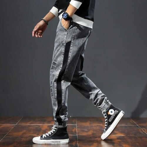 Large size trousers for men spring summer men Korean leisure loose popularstretch Harlan jeans pencil pants Ankle-length Pants