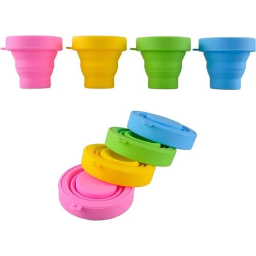 Travel Trip Cup Candy Colors Silicone Folding Portable Travel Outdoor Sports Retractable Cups Collapsible cup S2017135
