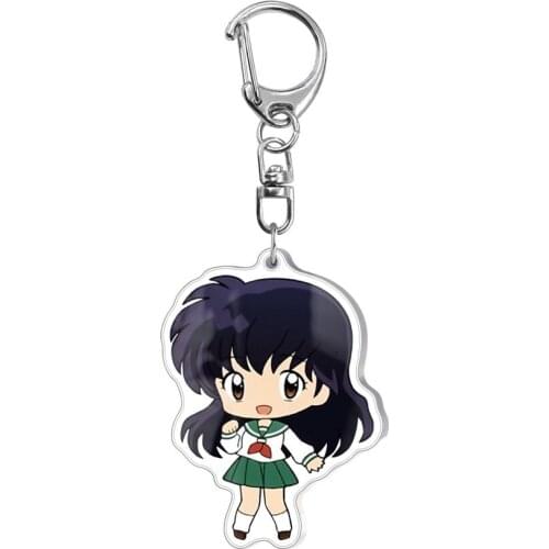 Inuyasha Kagome Kikyou Cartoon Double-sided Keychain Pendant Higurashi Sesshoumaru Keyring Bag Accessories