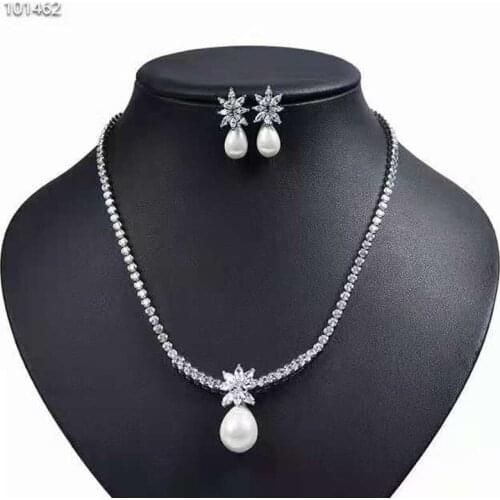 Funmode Simple Design Gold Color Pearl Jewelry Sets Bridal Dubai Full Jewelry Set For Women Wedding Party Accessories FS205