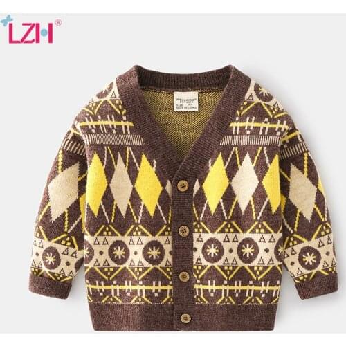 LZH 2021 Autumn Casual Sweater Cardigan For Kids Clothes Boys Coats 2-6 Years Childrens Clothing Fashion Baby Boys Tops Costume