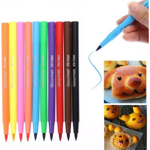 Colorful Edible Pigment Pen Brush Food Coloring Cake Decorating Pen Biscuits Fondant Drawing Tools DIY Cake Baking Draw Pen Tool
