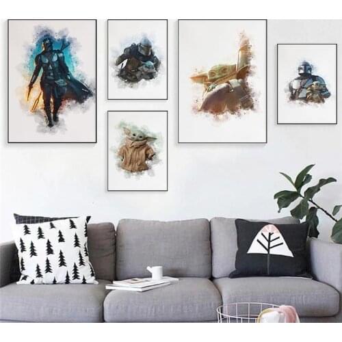 Mandalorian Canvas Painting Star Wars Movie Posters and Prints Wall Art Pictures for Living Kids Room Decor Home Decoration