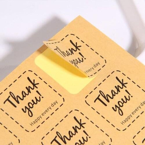 10pack/lot Square gold foil kraft paper thank you stickers seal label handmade craft gift packaging children stationery stickers