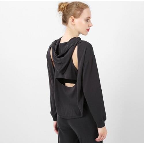 Spring, autumn and winter new loose sports long sleeves womens hooded yoga clothes suit tops wear running fitness wear blouse