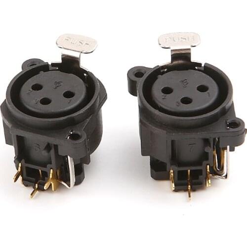 New 2pcs 3-Pole XLR Female Jack Panel Mount Chassis Socket Connector For Mic Guitar