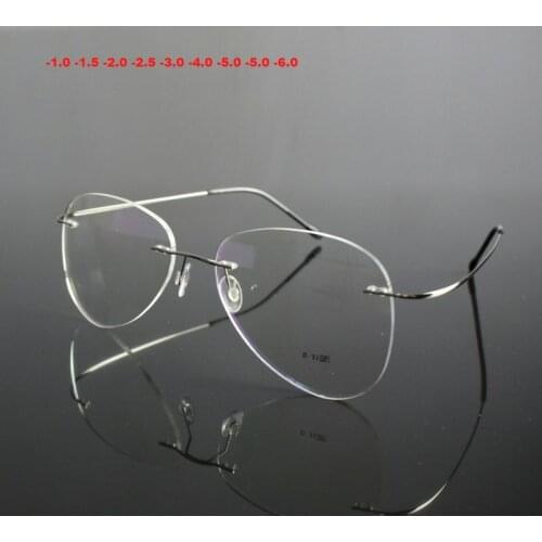 Urltralight Rimless Soft Titanium Myopia Glasses Women Men Pilot Nearsighed Eyeglasses Clear Glass Eyewear 4Color D5